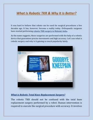 what is robotic tkr why it is better