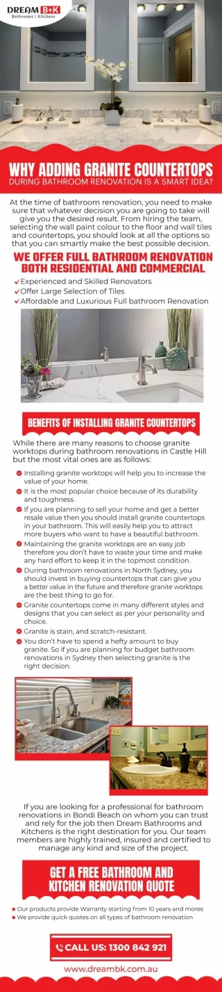 WHY ADDING GRANITE COUNTERTOPS DURING BATHROOM RENOVATION IS A SMART IDEA?