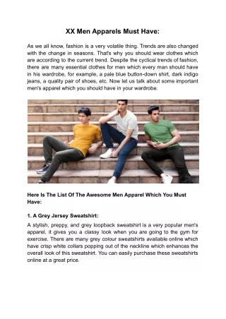 xx men apparels must have