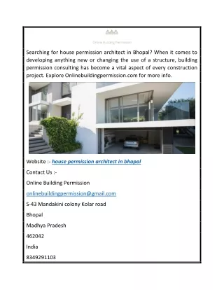 house permission architect in bhopal  Onlinebuildingpermission.com