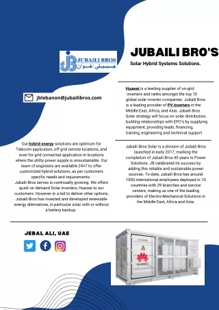 Solar PV Inverters - Jubaili Bros