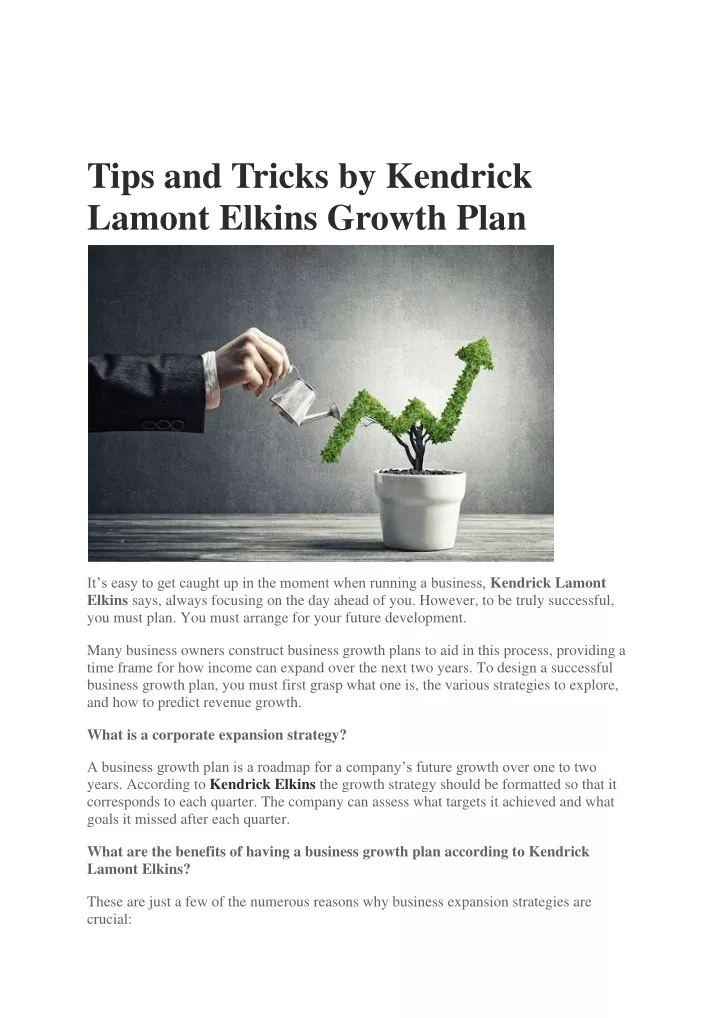 tips and tricks by kendrick lamont elkins growth