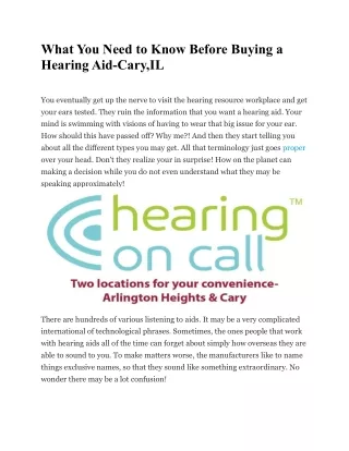 What You Need to Know Before Buying a Hearing Aid-Cary,IL