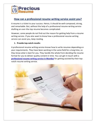 How can a professional resume writing service assist you