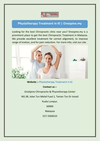 physiotherapy treatment in kl onespine my