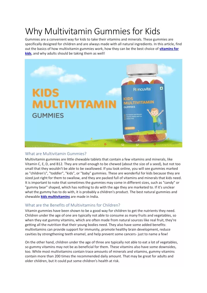 why multivitamin gummies for kids gummies