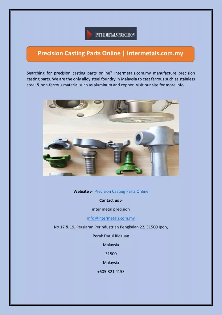 precision casting parts online intermetals com my
