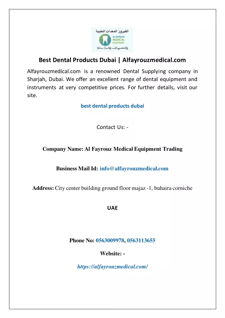 best dental products dubai alfayrouzmedical com