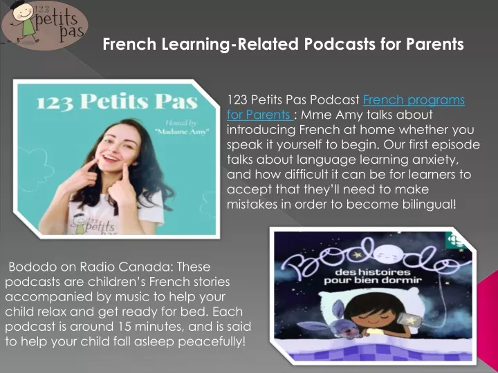 french learning related podcasts for parents