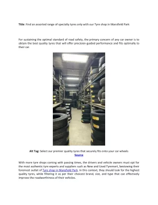 Tyre shop in mansfield park