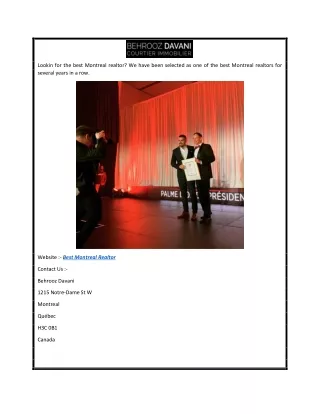 Best Montreal Realtor  Bdavani.com