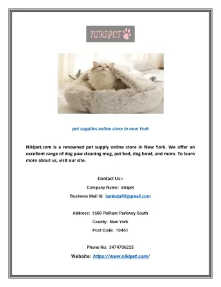 Pet Supplies Online Store in New York | Nikipet.com