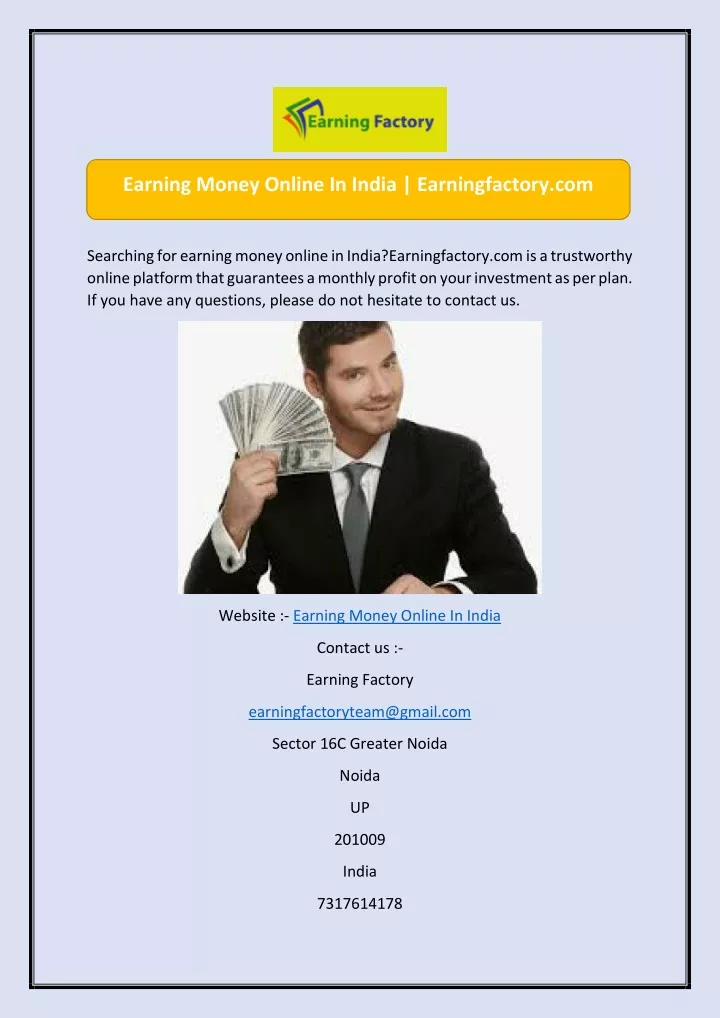 earning money online in india earningfactory com