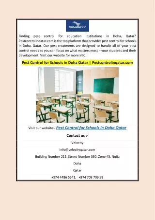 Pest Control for Schools in Doha Qatar Pestcontrolinqatar.com