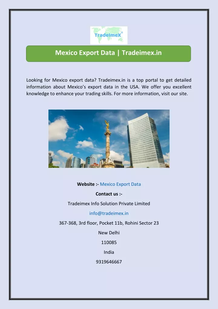 mexico export data tradeimex in