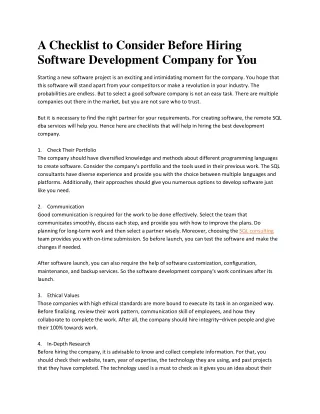 A Checklist to Consider Before Hiring Software Development Company for You