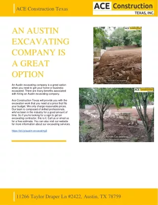 AN AUSTIN EXCAVATING COMPANY IS A GREAT OPTION - ACE CONSTRUCTION TEXAS