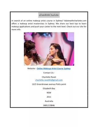 Online Makeup Artist Course Sydney  Adatewithcharlotte