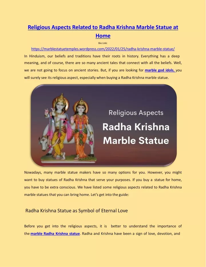 religious aspects related to radha krishna marble