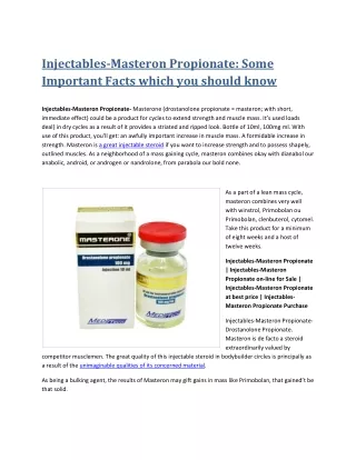 injectables masteron propionate some important