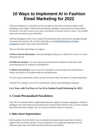 10 Ways to Implement AI in Fashion Email Marketing for 2022