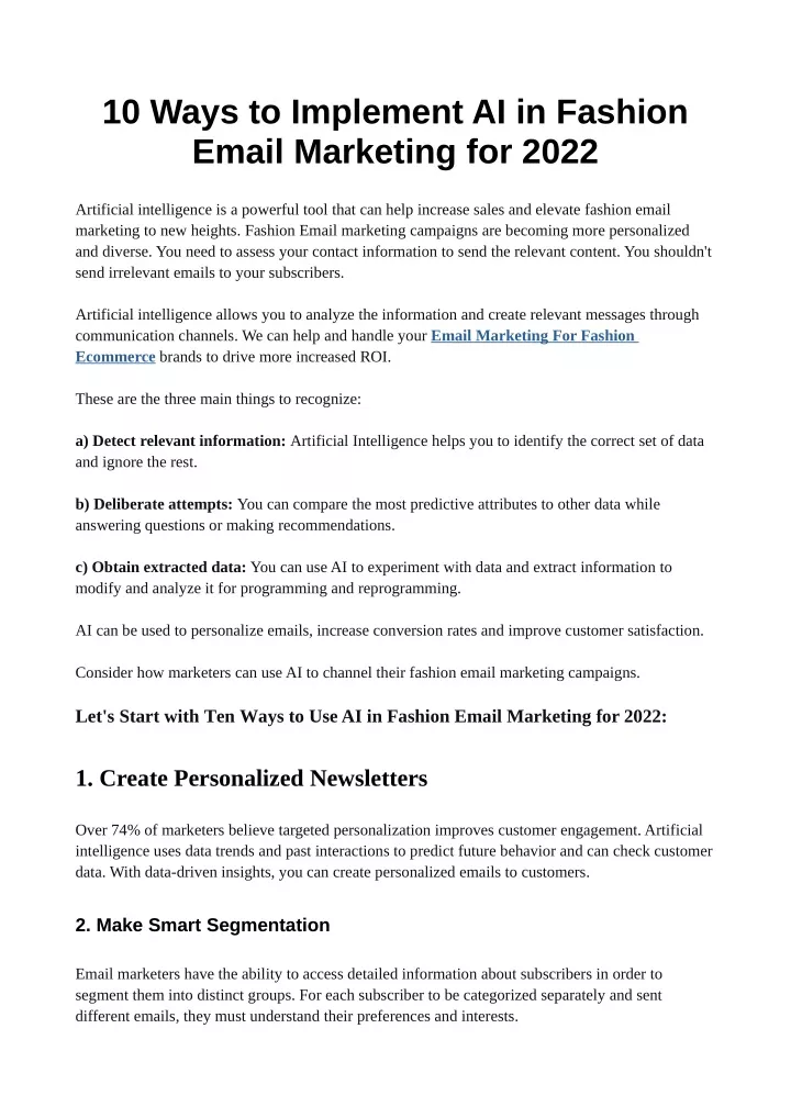 10 ways to implement ai in fashion email