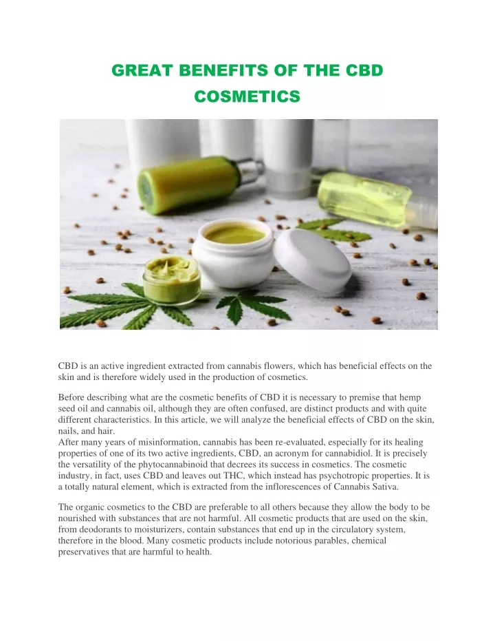 great benefits of the cbd cosmetics