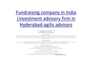 AgilisAdvisors_Fundraising company in India