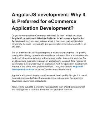 AngularJS development_ Why It is Preferred for eCommerce Application Development