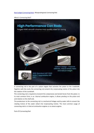 Best budget Aftermarket Performance conrods