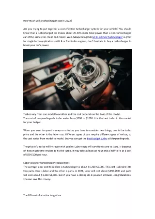 How much to install a turbocharger in 2022