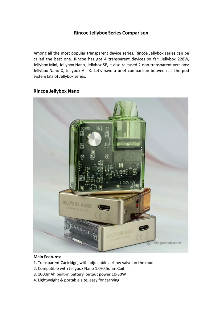rincoe jellybox series comparison