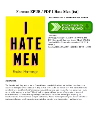 Forman EPUB  PDF I Hate Men [txt]