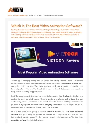 VIDTOON Review - The Best Video Animation Software | HDM