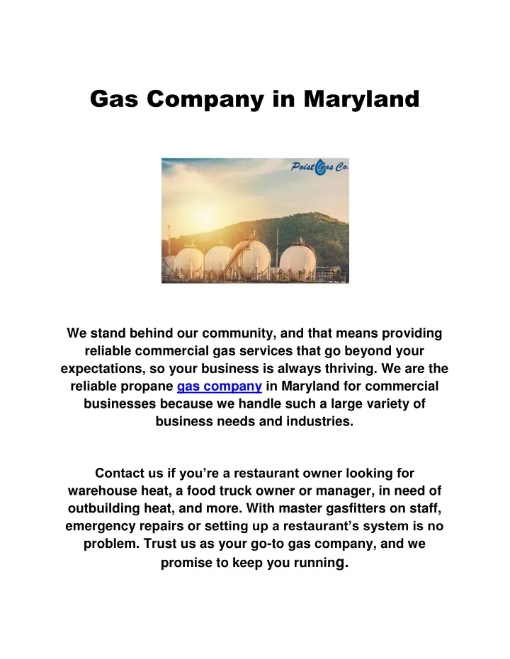 gas company in maryland