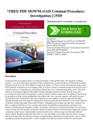 ^FREE PDF DOWNLOAD Criminal Procedure Investigation [DOWNLOADPDF] PDF