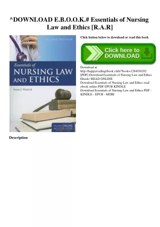 ^DOWNLOAD E.B.O.O.K.# Essentials of Nursing Law and Ethics [R.A.R]