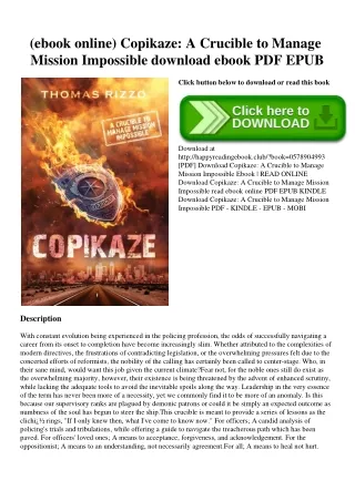 (ebook online) Copikaze A Crucible to Manage Mission Impossible download ebook PDF EPUB