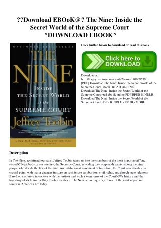 Download EBOoK@ The Nine Inside the Secret World of the Supreme Court ^DOWNLOAD EBOOK^