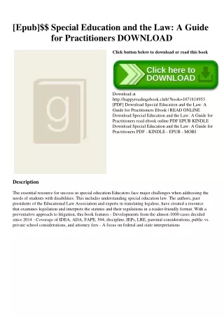 [Epub]$$ Special Education and the Law A Guide for Practitioners DOWNLOAD