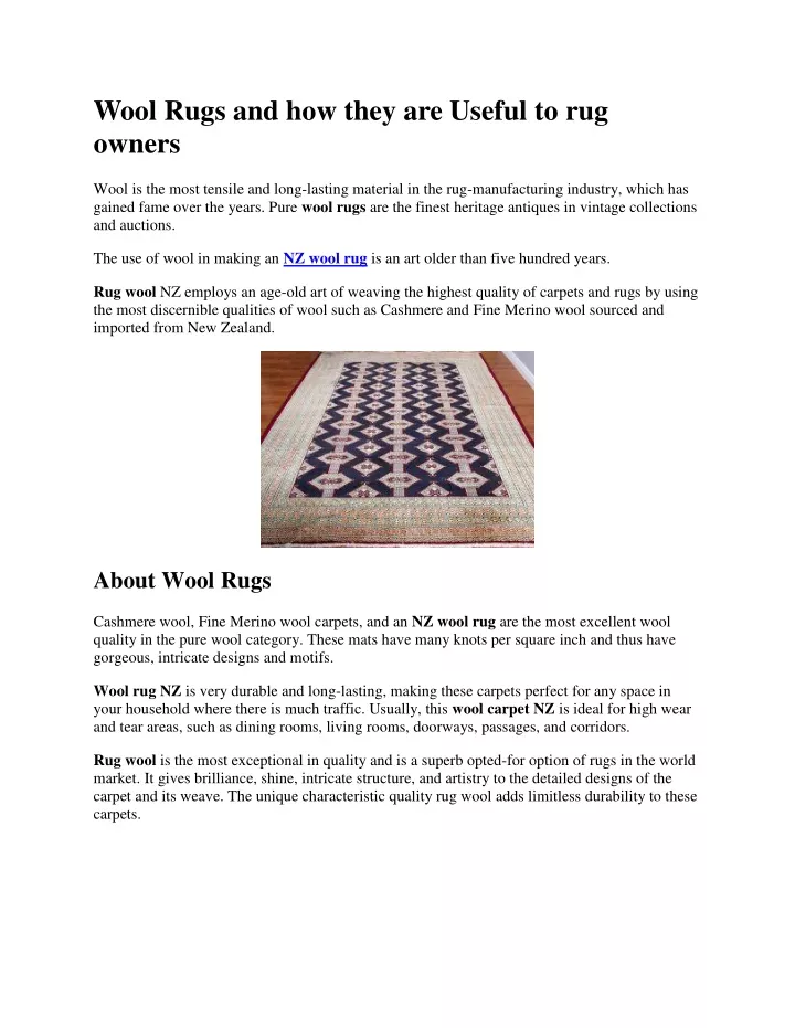 wool rugs and how they are useful to rug owners
