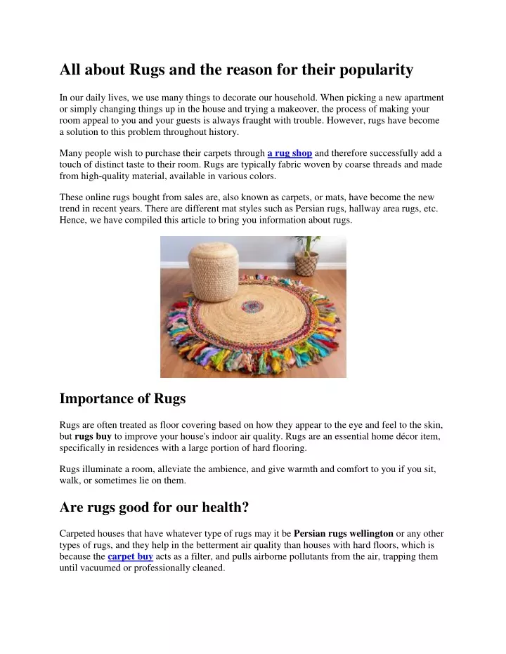 all about rugs and the reason for their popularity