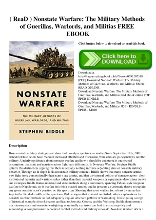 ( ReaD ) Nonstate Warfare The Military Methods of Guerillas  Warlords  and Militias FREE EBOOK