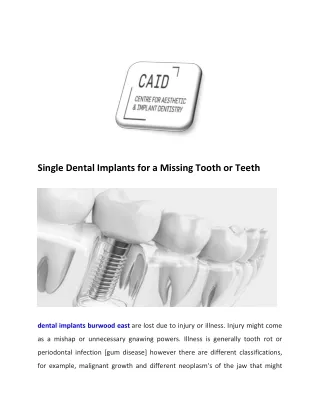 single dental implants for a missing tooth