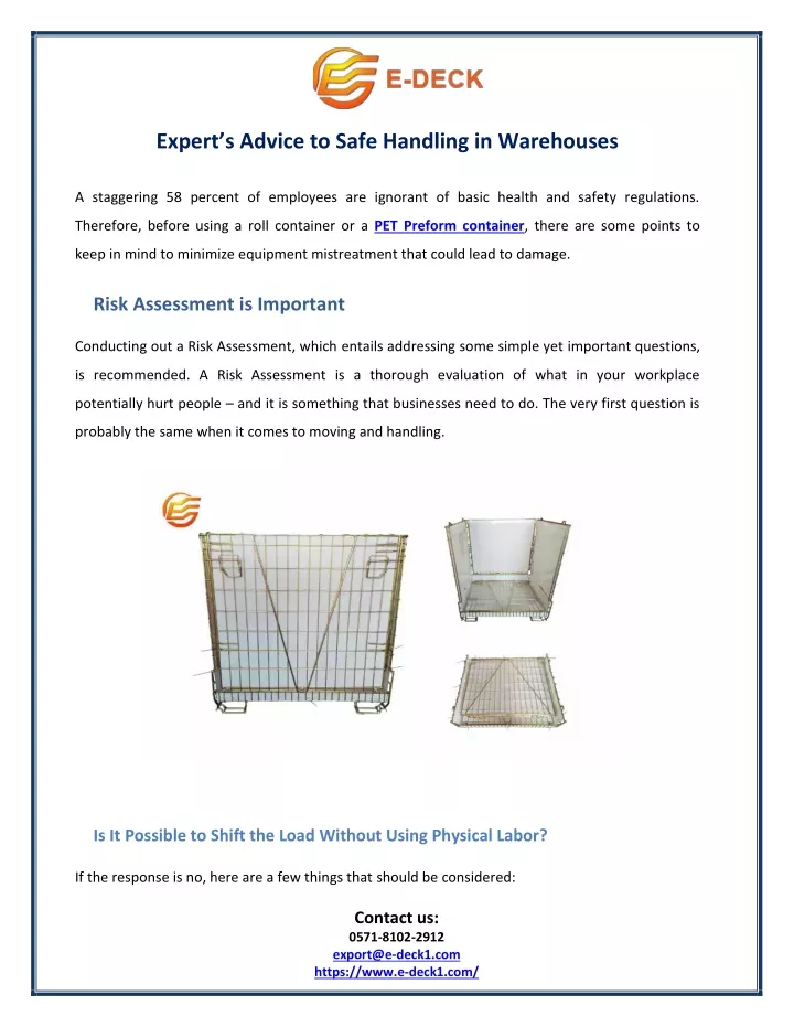 expert s advice to safe handling in warehouses