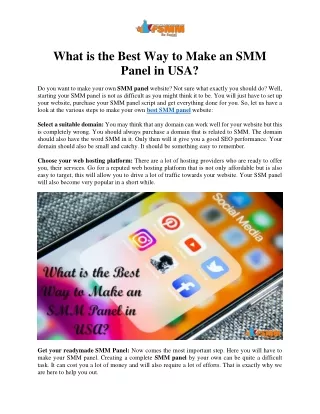 What is the Best Way to Make an SMM Panel in USA
