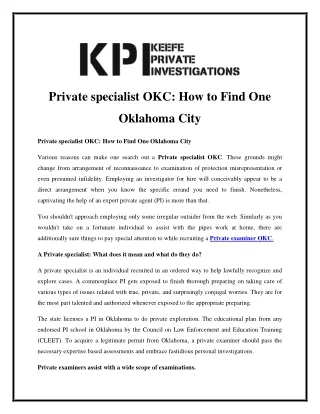 Private specialist OKC How to Find One Oklahoma City