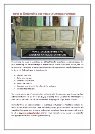 Ways to Determine The Value of Antique Furniture