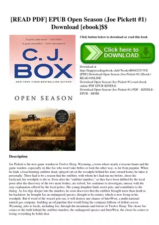 [READ PDF] EPUB Open Season (Joe Pickett #1) Download [ebook]$$