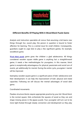 Different Benefits Of Playing With A Wood Block Puzzle Game